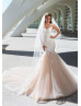 Beaded Ivory Lace Tulle Wedding Dress With Champagne Lining